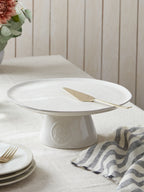 Stoneware White Cake Stand