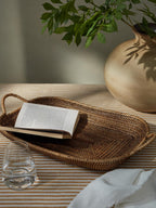 Cove Antique Brown Rattan Tray