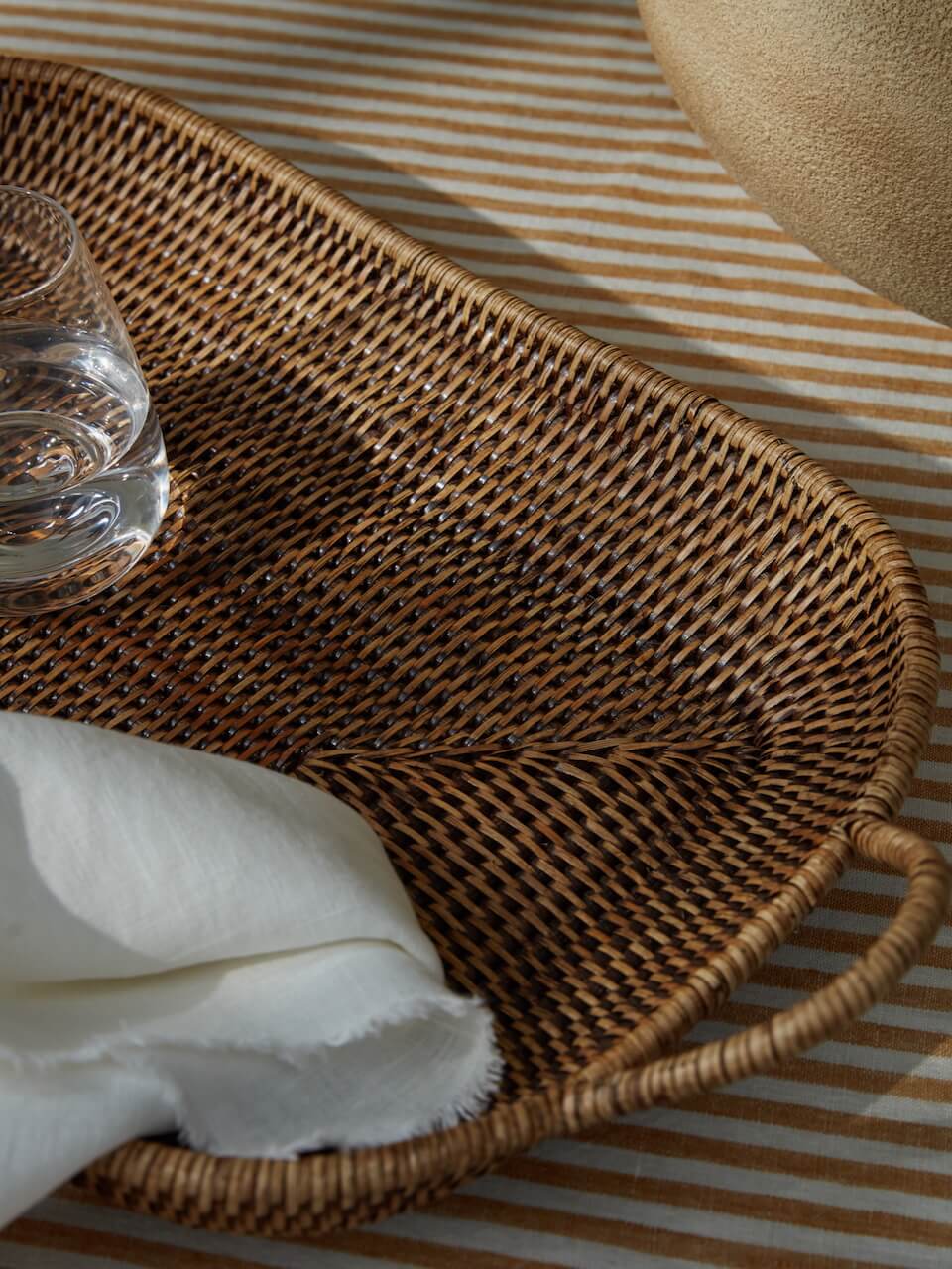 Cove Antique Brown Rattan Tray