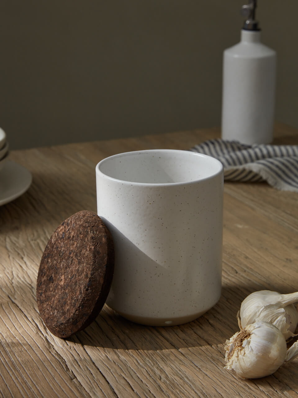 Nova White Ceramic Garlic Canister