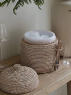 Minto White Rattan Ice Bucket