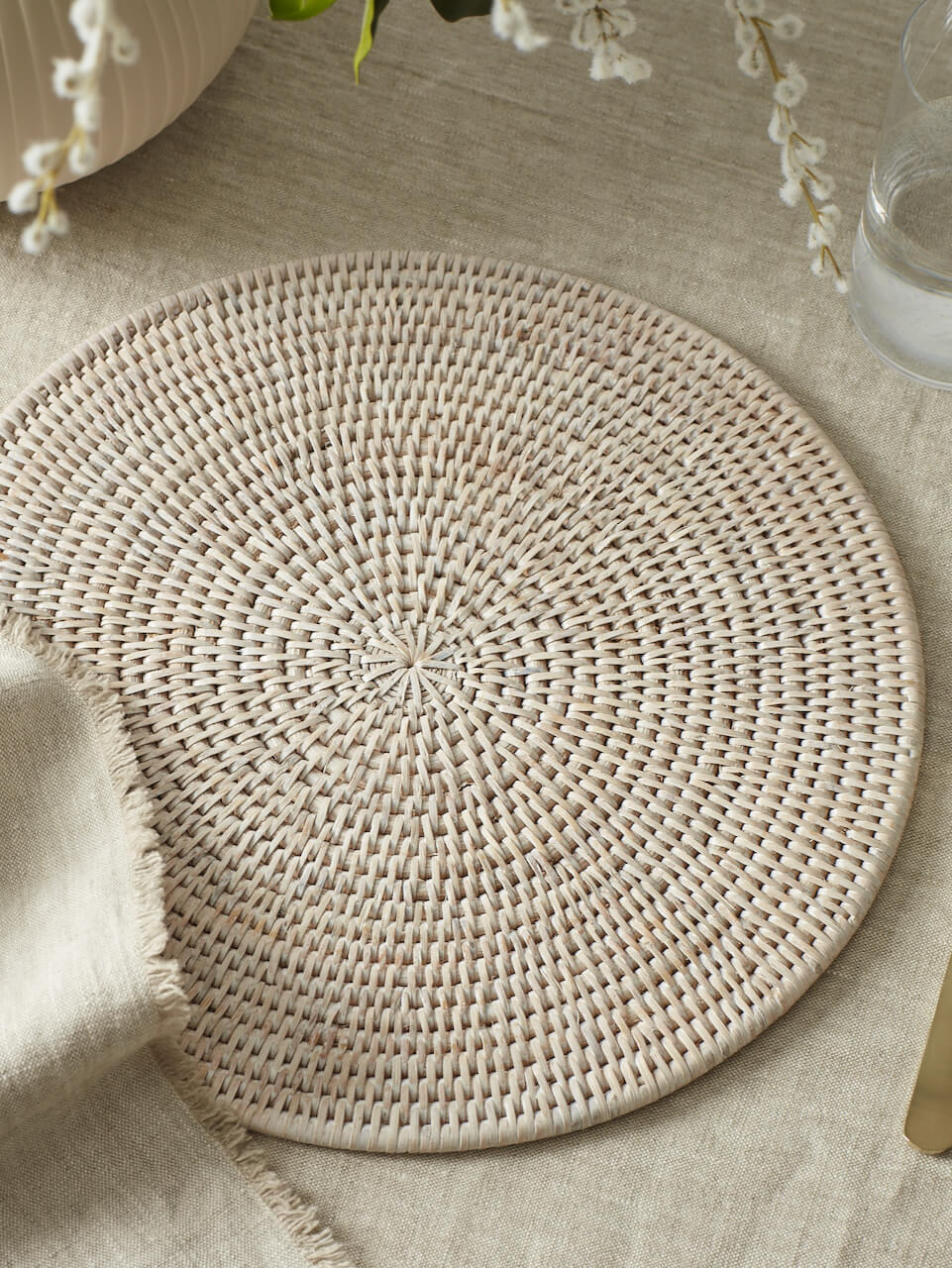 Set of 4 Iona White Rattan Placemats