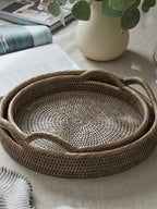 Firth Grey Round Rattan Tray