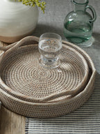 Firth White Round Rattan Tray